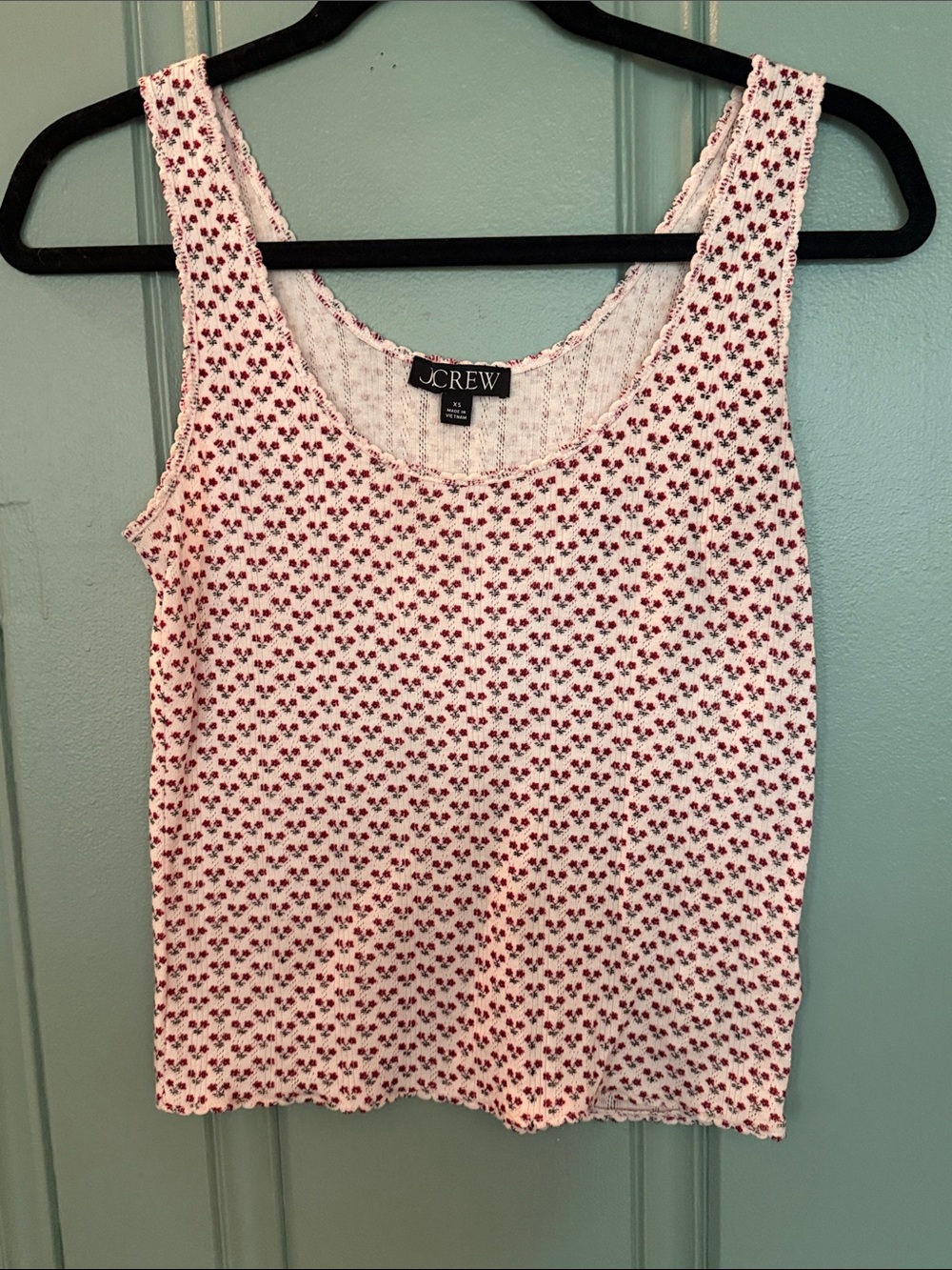 j. crew XS tiny first flower pattern eyelette tank